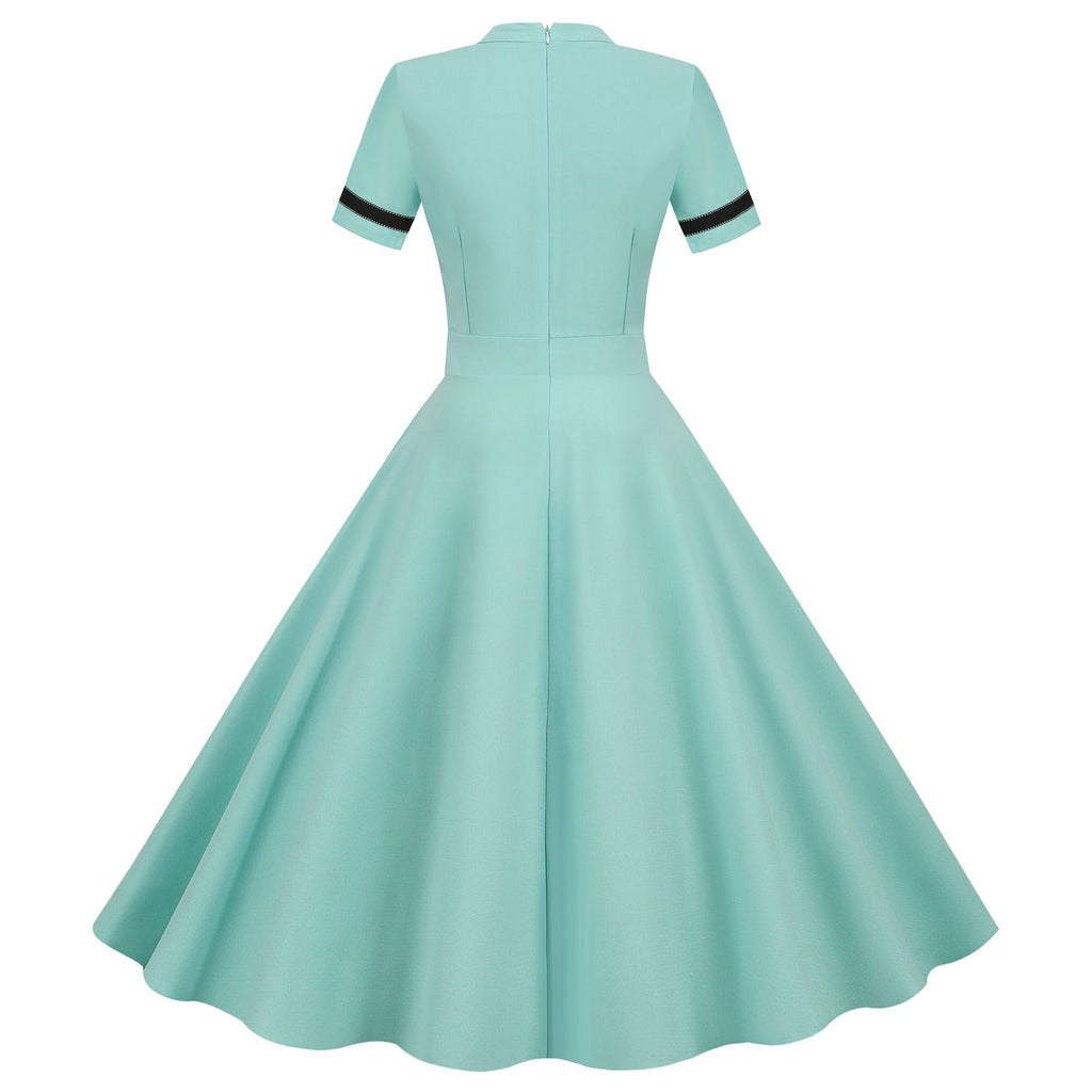 Women's Prom Vintage Cocktail Dresses Party Dress 1950s 1980s Midi Short Sleeve Dress