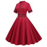 Women's Prom Vintage Cocktail Dresses Party Dress 1950s 1980s Midi Short Sleeve Dress