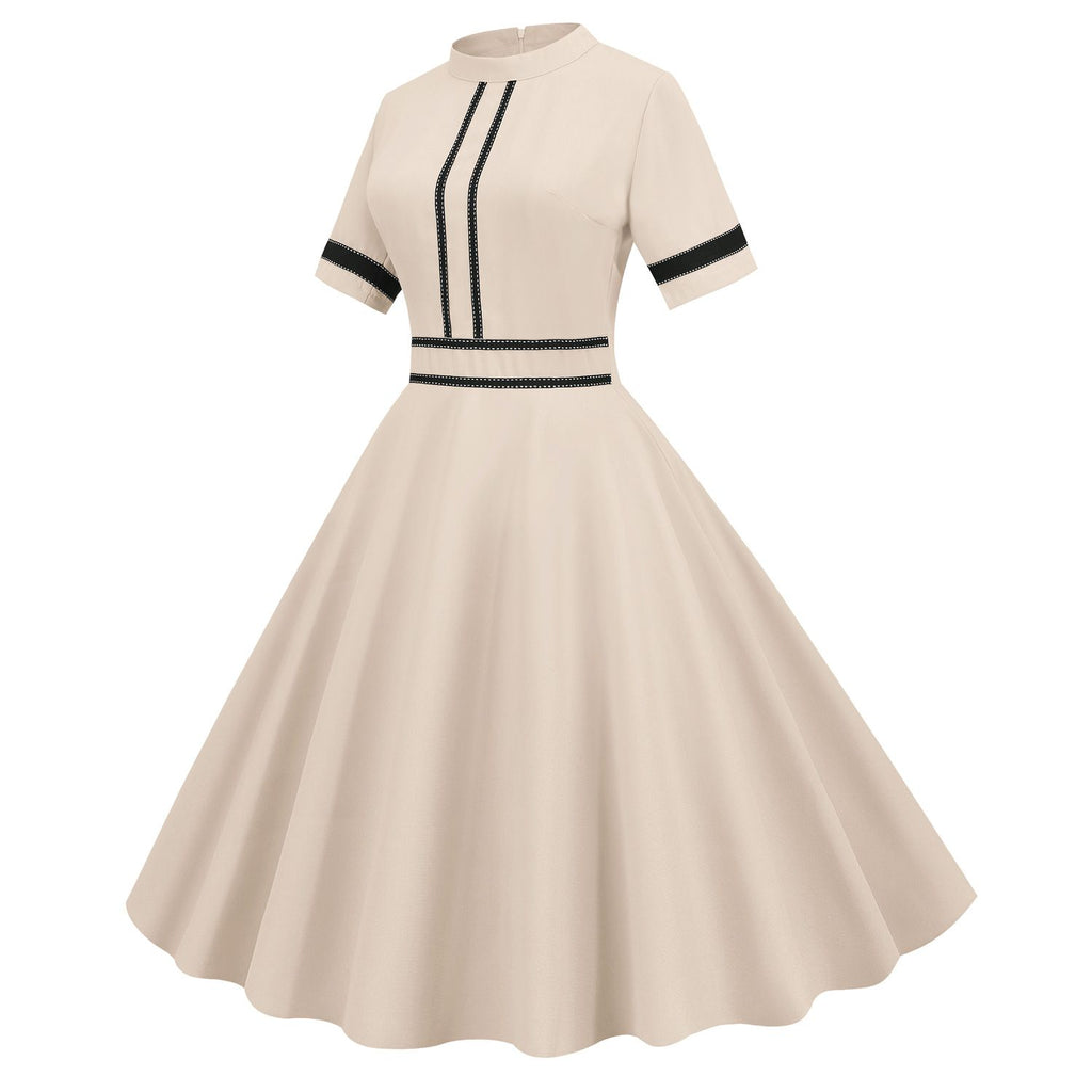 Women's Prom Vintage Cocktail Dresses Party Dress 1950s 1980s Midi Short Sleeve Dress