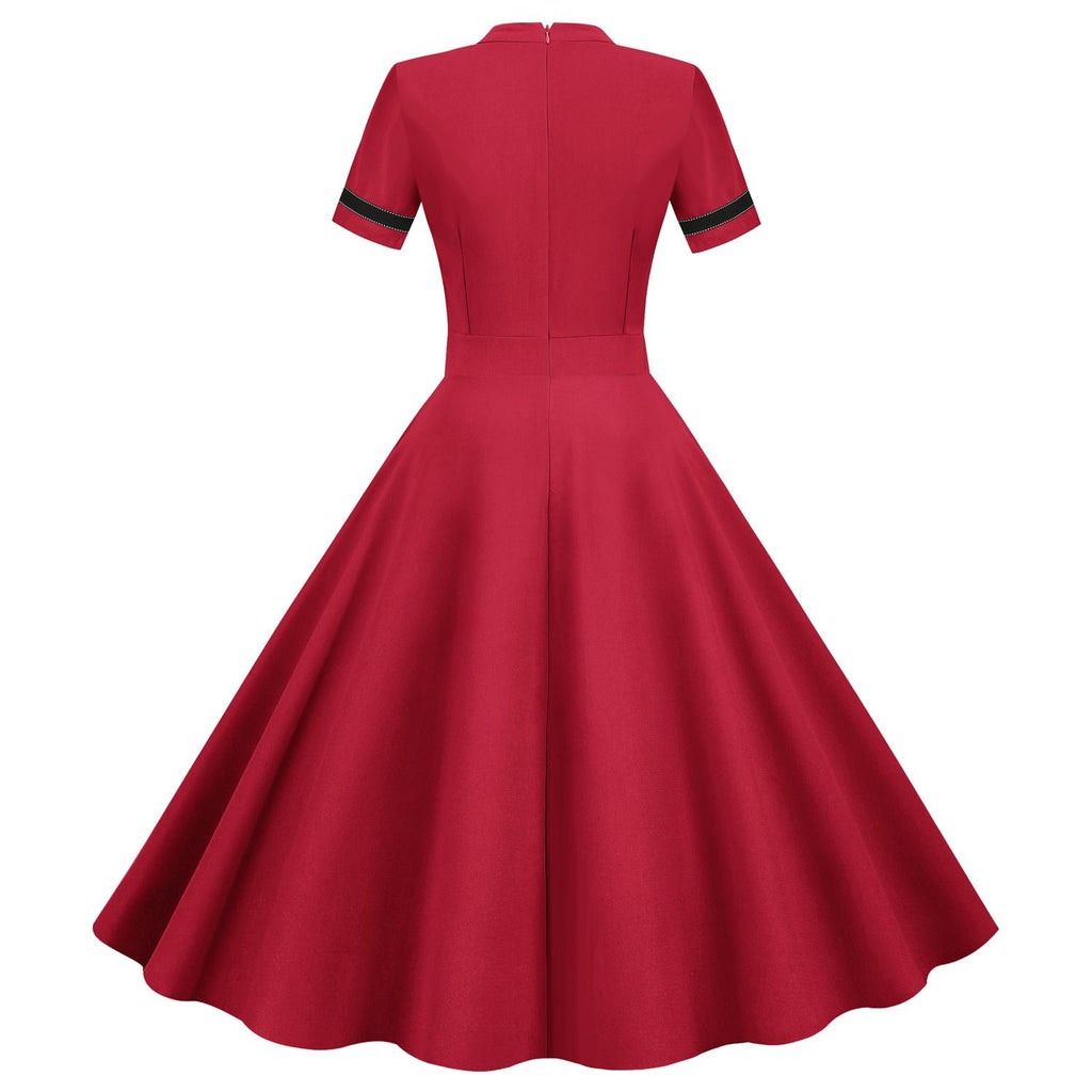 Women's Prom Vintage Cocktail Dresses Party Dress 1950s 1980s Midi Short Sleeve Dress