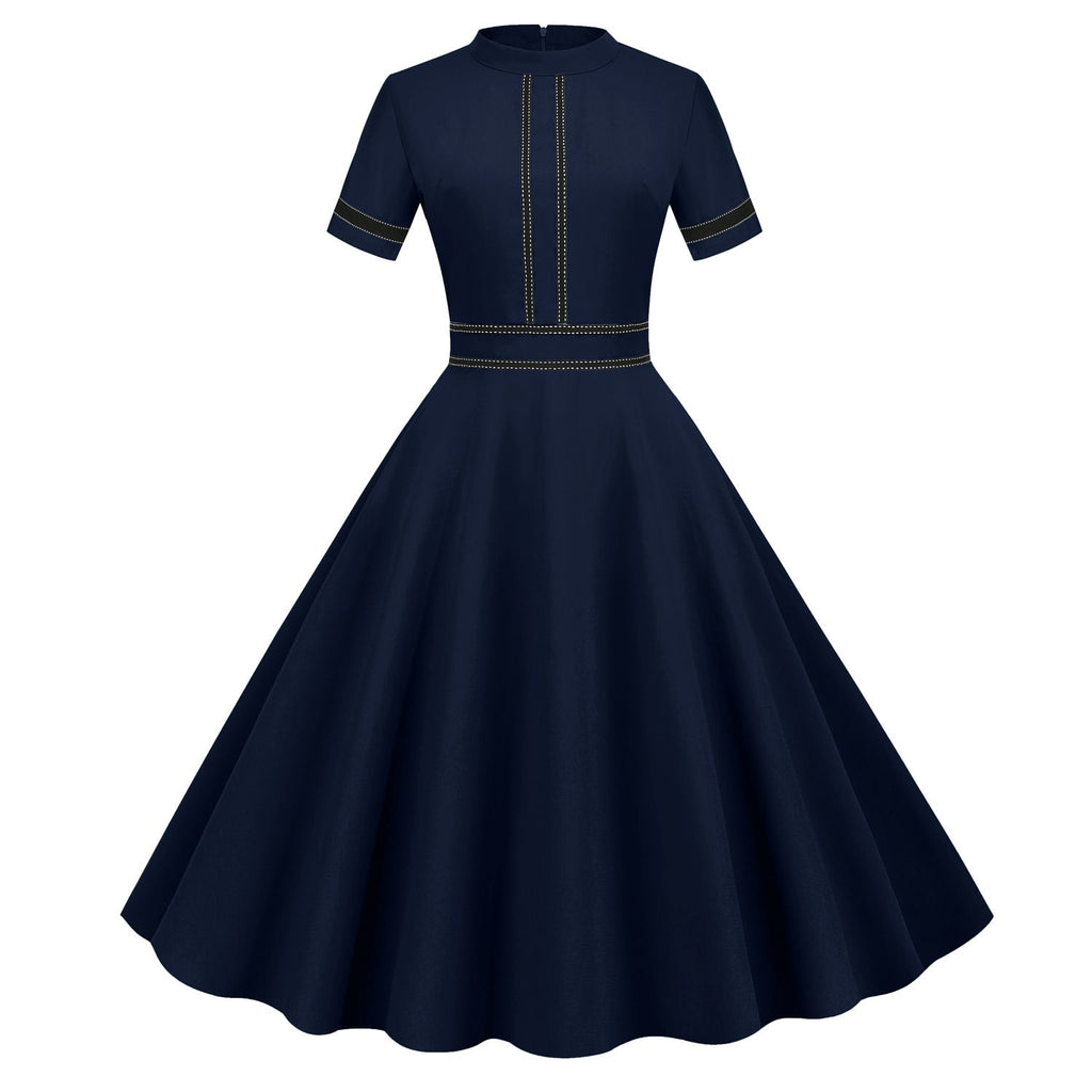 Women's Prom Vintage Cocktail Dresses Party Dress 1950s 1980s Midi Short Sleeve Dress
