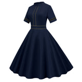 Women's Prom Vintage Cocktail Dresses Party Dress 1950s 1980s Midi Short Sleeve Dress