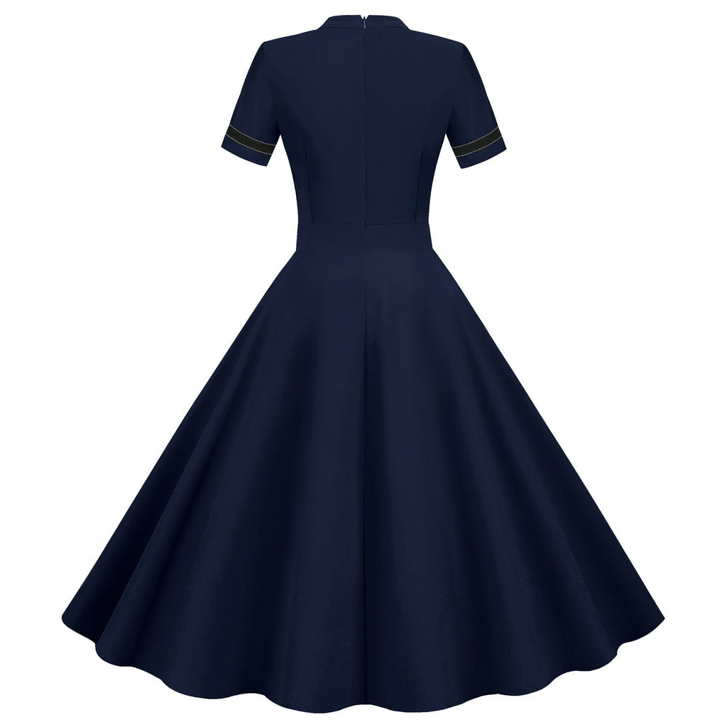 Women's Prom Vintage Cocktail Dresses Party Dress 1950s 1980s Midi Short Sleeve Dress