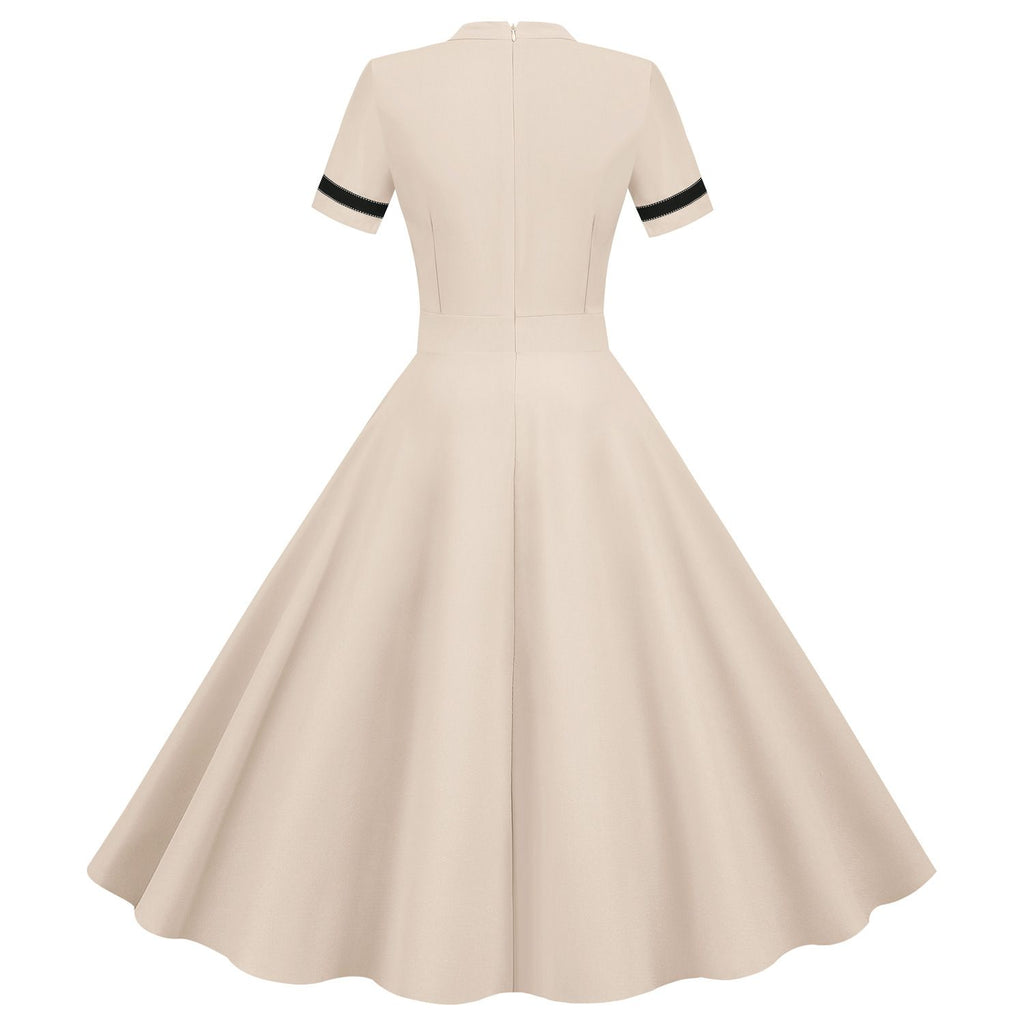 Women's Prom Vintage Cocktail Dresses Party Dress 1950s 1980s Midi Short Sleeve Dress