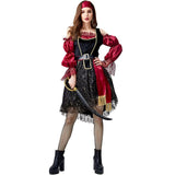 Women's Red Pirate Costume Medieval Western Halloween Costumes