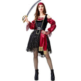 Women's Red Pirate Costume Medieval Western Halloween Costumes