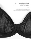 Women's See Through Sexy Plus Size Bra Steel Ring Support Thin Comfort Bra