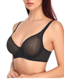 Women's See Through Sexy Plus Size Bra Steel Ring Support Thin Comfort Bra