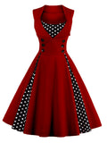 Women's Sleeveless Rockabilly Polka Dot Cocktail Party Vintage Dress