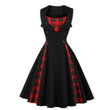 Women's Sleeveless Rockabilly Polka Dot Cocktail Party Vintage Dress