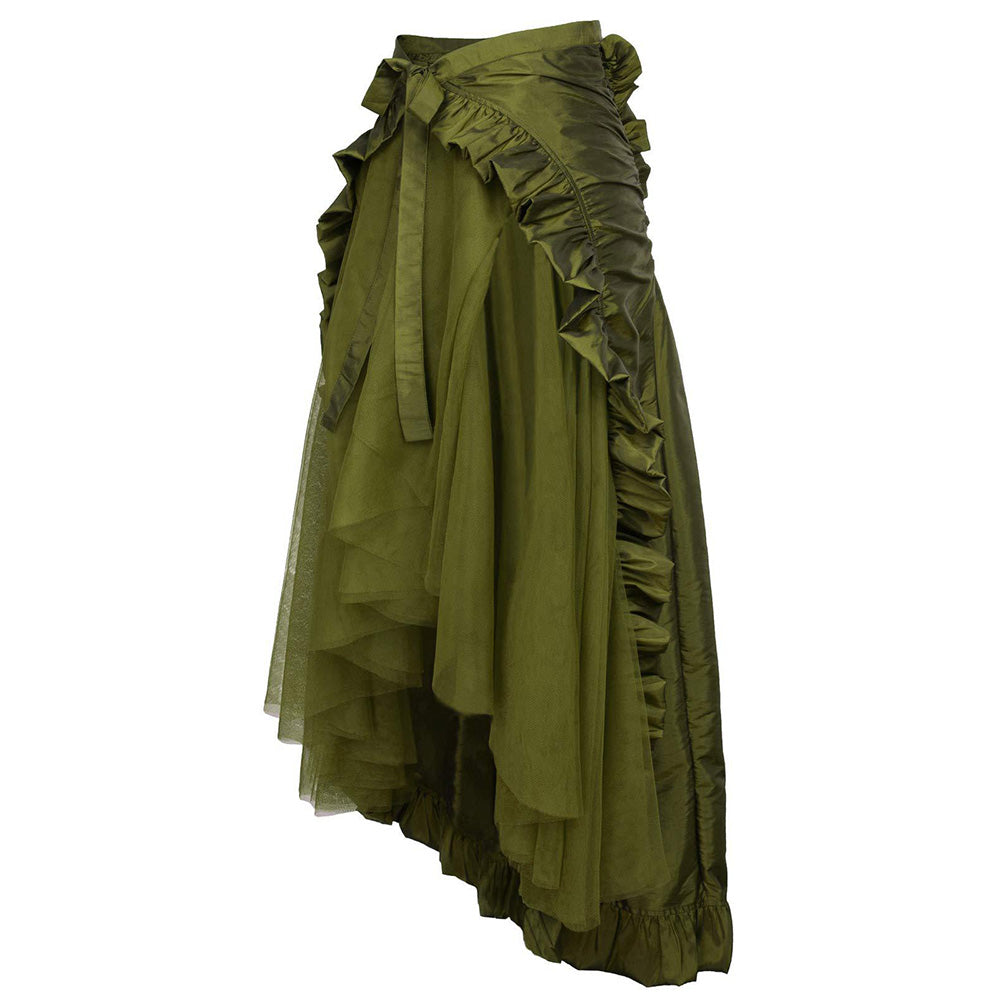 Women's Steampunk Gothic Wrap Skirt Victorian Ruffles Pirate Skirt