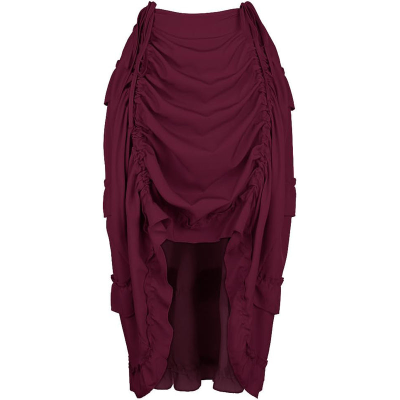 Women's Steampunk Skirt Ruffle High Low Outfits Gothic Plus Size Pirate Dress