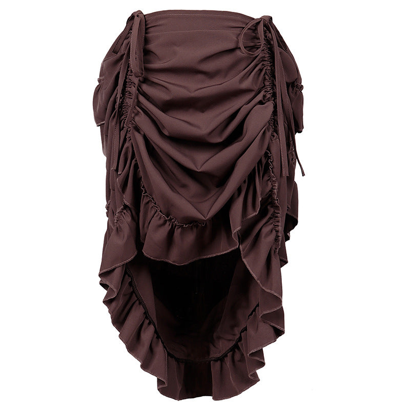 Women's Steampunk Victorian Skirt Pirate Ruffle High Low Skirts Cosplay Costume