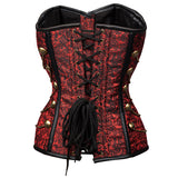 Women's Strapless Steampunk Overbust Brocade Corset with Chains
