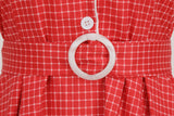 Women's Vintage 1950s Plaid Belt Slim-Fit Swing Retro Dress Mid-Length Dress