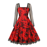 Women's Vintage Floral Lolita Gothic Swing Halloween Dress