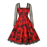 Women's Vintage Floral Lolita Gothic Swing Halloween Dress