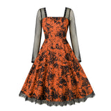 Women's Vintage Floral Lolita Gothic Swing Halloween Dress