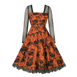 Women's Vintage Floral Lolita Gothic Swing Halloween Dress