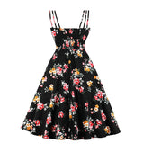 Women's Vintage Flower Print Midi Dress Wedding Guest Cocktail Dresses