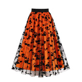 Women's Vintage Mesh Skirt Elastic Waist Gauze Puffy Long Swing Skirt