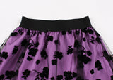 Women's Vintage Mesh Skirt Elastic Waist Gauze Puffy Long Swing Skirt