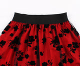 Women's Vintage Mesh Skirt Elastic Waist Gauze Puffy Long Swing Skirt