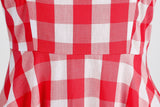 Women's Vintage Pink Plaid Dress Spaghetti Strap Gingham A-line Swing Cocktail Party Dresses