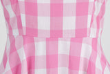 Women's Vintage Pink Plaid Dress Spaghetti Strap Gingham A-line Swing Cocktail Party Dresses