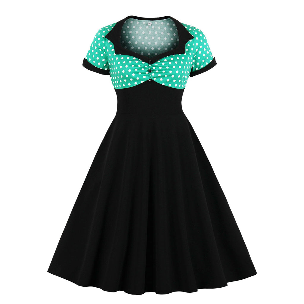Women's Vintage Polka Dot 1950s Retro Rockabilly Swing Tea Dresses