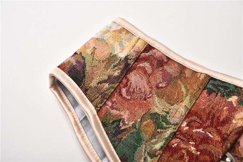 Women's Vintage Renaissance Oil Painting Floral Lace Up Boned Underbust Corset Waist Cincher
