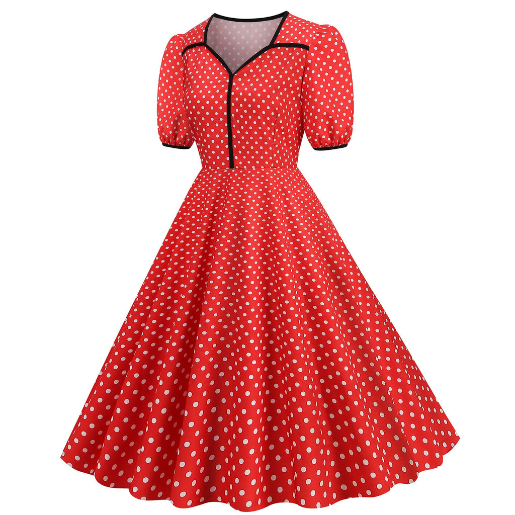 Women's Vintage Retro Polka Audrey Dress 1950s Cocktail Dress