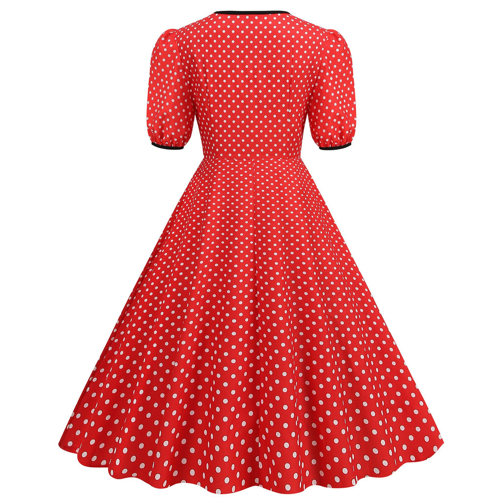 Women's Vintage Retro Polka Audrey Dress 1950s Cocktail Dress
