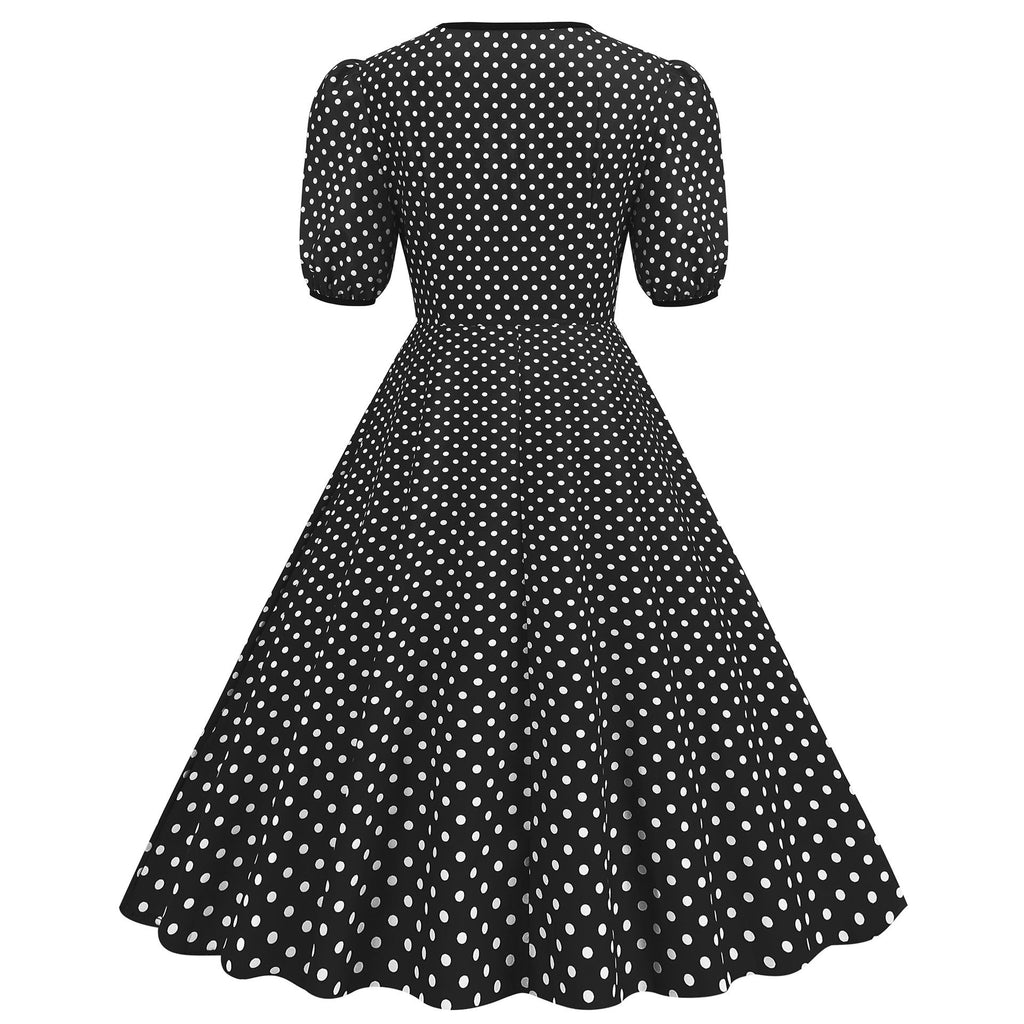 Women's Vintage Retro Polka Audrey Dress 1950s Cocktail Dress