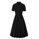 Women's Vintage Short Sleeves 1950s A-Line OL Button Dress