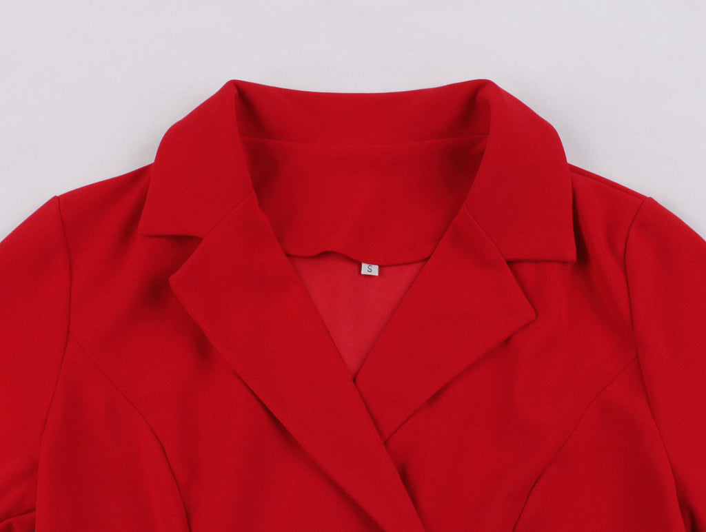 Women's Vintage Short Sleeves 1950s A-Line OL Button Dress