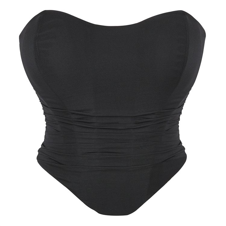 Women's Vintage Strapless Open Back Lade Up Bustier Corset Bodyshaper Crop Top