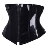 Black PVC Wet Look Leather Steampunk Gothic Wasit Trainer Underbust Corset Bustier