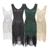 Womens 1920s Flapper Sequin Beads Roaring 20s Gatsby Costume Fringed Dress