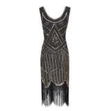 Womens 1920s Flapper Sequin Beads Roaring 20s Gatsby Costume Fringed Dress