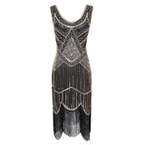 Womens 1920s Flapper Sequin Beads Roaring 20s Gatsby Costume Fringed Dress