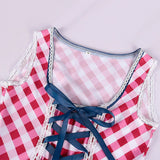 Womens 3Pcs Oktoberfest Halloween German Bavarian Velvet Dirndl Dress