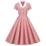Womens A Line Cape Collar Vintage Swing 1950s Summer Cute Dress with Button