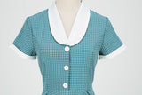 Womens A Line Cape Collar Vintage Swing 1950s Summer Cute Dress with Button