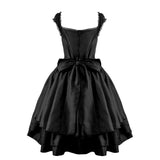 Womens Classic Black Layered Lace-up Goth Lolita Dress