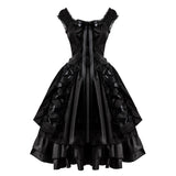 Womens Classic Black Layered Lace-up Goth Lolita Dress