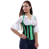 Womens Corsets Stripes Halter Underbust Bustiers Top