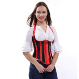 Womens Corsets Stripes Halter Underbust Bustiers Top