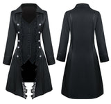 Womens Lace Tailcoat Steampunk Victorian Tail Jacket Long Trench Tuxedo Coat Formal