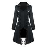 Womens Lace Tailcoat Steampunk Victorian Tail Jacket Long Trench Tuxedo Coat Formal